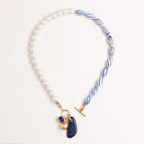 WHITE LAPIS ASSYMETRICAL BEAD NECKLACE