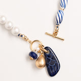 WHITE LAPIS ASSYMETRICAL BEAD NECKLACE