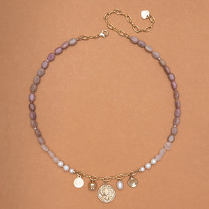 PINK MIX CHARM BEADED NECKLACE