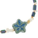 BLUE FLOWER BEADED NECKLACE