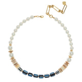 ELEGANT BLUE AND WHITE BEADED NECKLACE