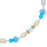 WHITE BLUE TEAL MIX SHORT NECKLACE