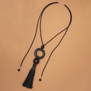 MIDNIGHT BLACK TASSEL NECKLACE (PRE-ORDER TAKES 30 DAYS)