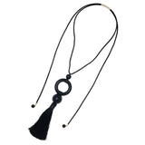 MIDNIGHT BLACK TASSEL NECKLACE (PRE-ORDER TAKES 30 DAYS)