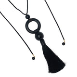 MIDNIGHT BLACK TASSEL NECKLACE (PRE-ORDER TAKES 30 DAYS)
