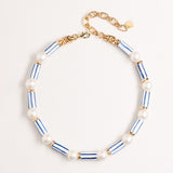 WHITE LAPIS BEADED SHORT NECKLACE