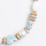 BLUE WHITE MIX BEADED NECKLACE