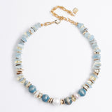 BLUE TEAL MIX STONE BEAD NECKLACE