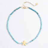 CREAM TURQUOISE BEADED SHORT NECKLACE