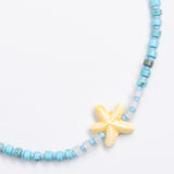 CREAM TURQUOISE BEADED SHORT NECKLACE