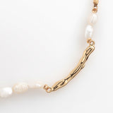 ASSYMETRICAL WHITE PEARL GOLD CHAIN NECKLACE