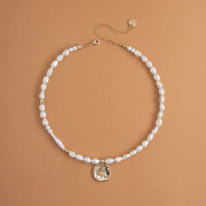 SINGLE STRAND CLASSIC PEARL GOLD PENDANT NECKLACE