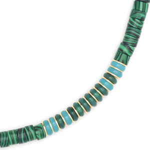 SINGLE STRAND MALACHITE BEAD NECKLACE