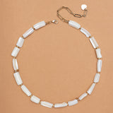 WHITE ELONGATED BEAD NECKLACE