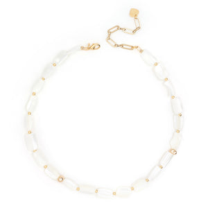 WHITE ELONGATED BEAD NECKLACE