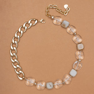 CLEAR CRYSTAL CHUNKY CHAIN NECKLACE