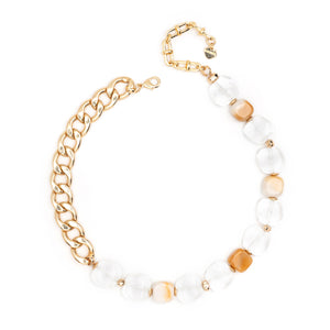 CLEAR CRYSTAL CHUNKY CHAIN NECKLACE