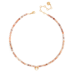 PEACH BEADED SHORT NECKLACE