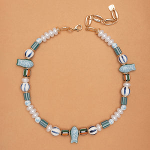 TRIPLE FISH BEADED NECKLACE