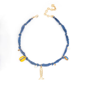 YELLOW CHARM COTTON CORD NECKLACE