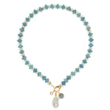 BAROQUE PEARL LOCK TEAL BEAD NECKLACE