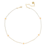 PINK WHITE FLOWER BEADED NECKLACE