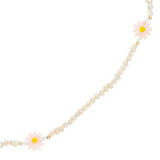 PINK WHITE FLOWER BEADED NECKLACE
