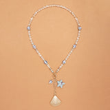 GOLDEN SHELL CHARM CRYSTAL NECKLACE