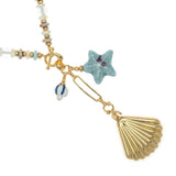 GOLDEN SHELL CHARM CRYSTAL NECKLACE