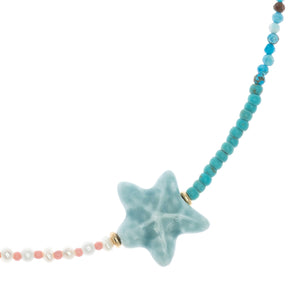 BLUE STAR TURQUOISE BEADED NECKLACE