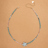 BLUE STAR TURQUOISE BEADED NECKLACE