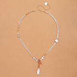 TANGERINE WHITE FRINGE BEADED NECKLACE