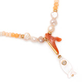 TANGERINE WHITE FRINGE BEADED NECKLACE