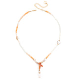 TANGERINE WHITE FRINGE BEADED NECKLACE