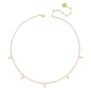 WHITE PEARL STRING CHARM NECKLACE