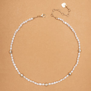 WHITE PEARL GOLD STUD NECKLACE