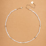 WHITE PEARL GOLD STUD NECKLACE