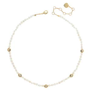 WHITE PEARL GOLD STUD NECKLACE