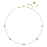 WHITE PEARL GOLD STUD NECKLACE