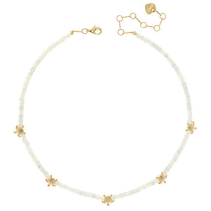 WHITE GOLD STAR BEAD NECKLACE