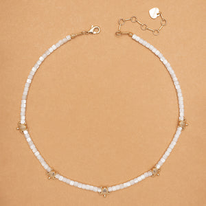 WHITE GOLD STAR BEAD NECKLACE