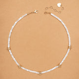 WHITE GOLD STAR BEAD NECKLACE