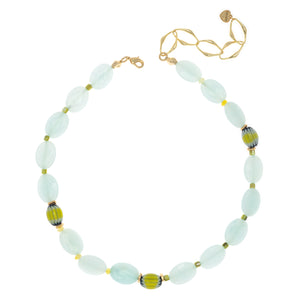 AQUAMARINE GLASS BEADS NECKLACE