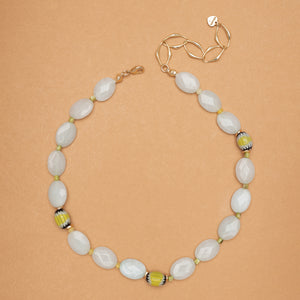 AQUAMARINE GLASS BEADS NECKLACE