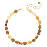 GLASS BEADS YELLOW JASPER AGATE NECKLACE