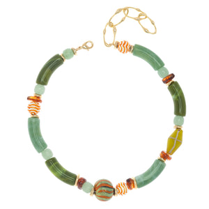 AVENTURINE & CERAMIC BEADS NECKLACE