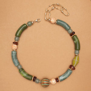 AVENTURINE & CERAMIC BEADS NECKLACE