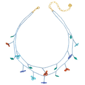 LAPIS BEAD BLOOM LAYER NECKLACE (PRE-ORDER TAKES 15 DAYS)