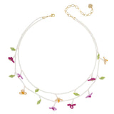 WHITE AND FUCHSIA BEAD BLOOM LAYER NECKLACE (PRE-ORDER TAKES 15 DAYS)