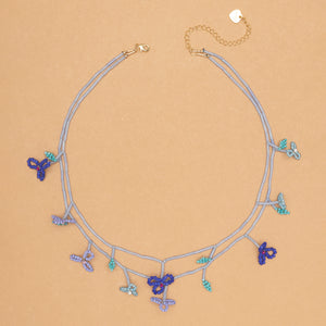 LAPIS BEAD BLOOM LAYER NECKLACE (PRE-ORDER TAKES 15 DAYS)